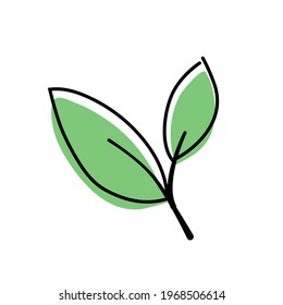 Vector illustration of green leaves on a white background