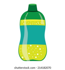 Vector illustration of green lemonade bottle isolated on white