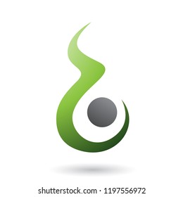 Vector Illustration of Green Letter B Shaped Fire Icon isolated on a White Background