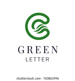 Vector illustration green letter c with leaf symbol design
