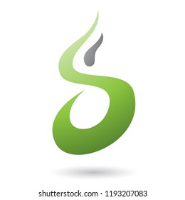 Ilustración vectorial de la letra verde S Icono de fuego aislado en un fondo blanco