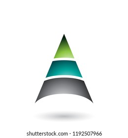 Vector Illustration of Green Letter A with Three Layers isolated on a White Background