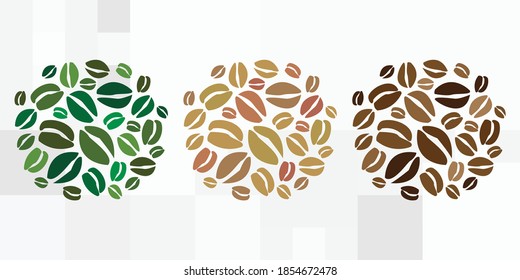 ilustración vectorial de la luz verde y de los niveles de tostado de café oscuro para la potencia de la bebida 