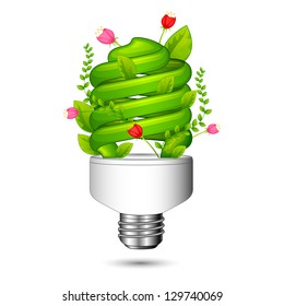 vector illustration of green light eco concept with flora