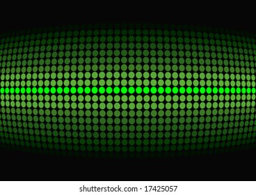 Vector illustration of green lights on a black wall