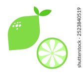 Vector illustration of green lime and lime slice