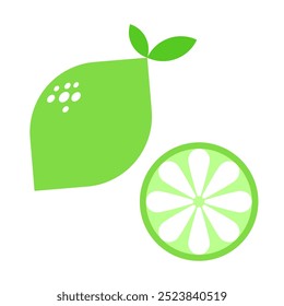 Vector illustration of green lime and lime slice