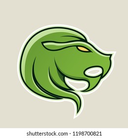Vector Illustration of Green Lion or Leo Icon isolated on a White Background