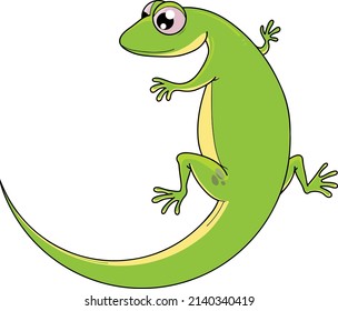 vector illustration of a green little lizard 
