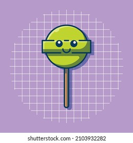 Vector illustration of a green lollipop. Isolated candy concept. Flat cartoon style. Suitable for stickers, web landing pages, icons, banners, and more.