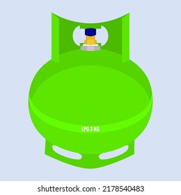 Vector Illustration: Green LPG cylinder (3 Kg in capacity) which is commonly used in Indonesia and colloquially referred as "melon gas tank"