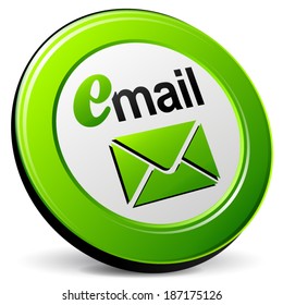Vector illustration of green mail icon on white background