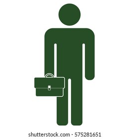 Vector Illustration of Green Man Holding Briefcase Icon
