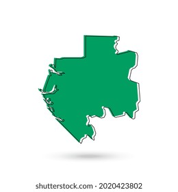 Vector Illustration of the green Map of Gabon on White Background