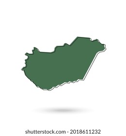 Vector Illustration of the green Map of Hungary on White Background