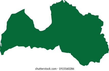 ilustración vectorial del mapa verde de Letonia