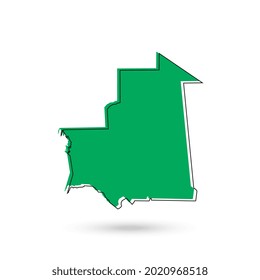 Vector Illustration of the green Map of Mauritania on White Background