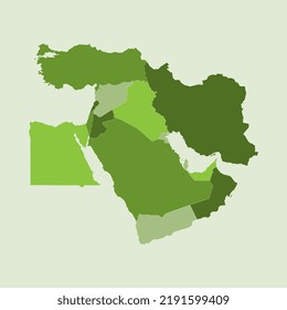 Vector Illustration of the Green Map of Middle East.