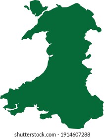 vector illustration of Green map of Wales