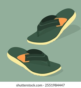 vector illustration of green men's sandals