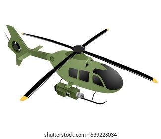 Vector illustration of a green military helicopter