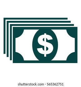 Ilustración vectorial del paquete de dinero verde con el símbolo del dólar
