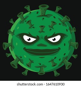 Vector illustration of a green monster cartoon character with a scary face