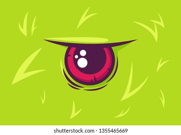 Vector illustration of green monster's eye