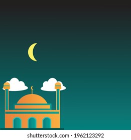 Vector illustration of green mosque perfect for ramadan and eid mubarak background.