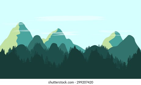 Vector illustration Green Mountain landscape