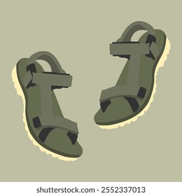 vector illustration of green mountain sandals	
