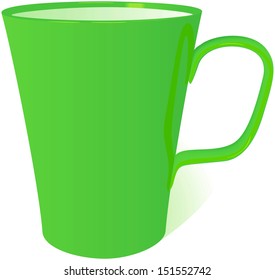 vector illustration of green mug isolated on white