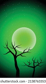 ilustración vectorial vista del cielo verde de noche 