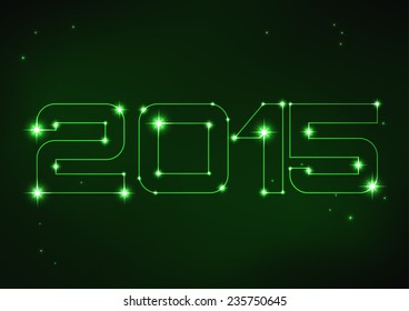 Vector illustration of green number 2015 in style of constellation  