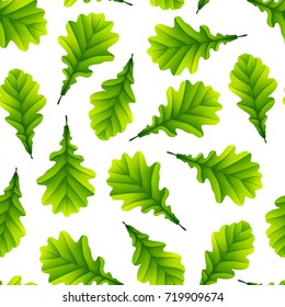 Vector illustration of Green oak leaves isolated on white background