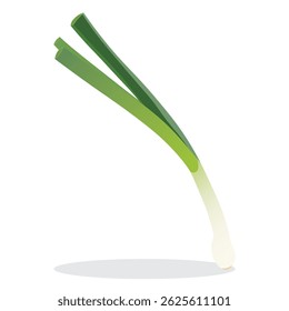 Ilustración vectorial de cebolla verde aislada sobre fondo blanco