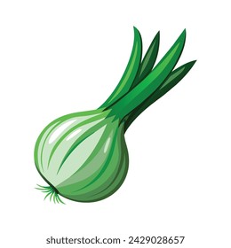 Vector of illustration Green Onion on white