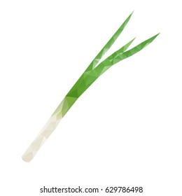 Vector illustration of green onion. Polygonal vegetable collection element.