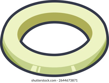 Vektorgrafik einer grünen Zwiebelringscheibe. Ideal für die Dekoration von Speisen, für die Dekoration von Garnierungen oder für die Gestaltung von Gemüse.