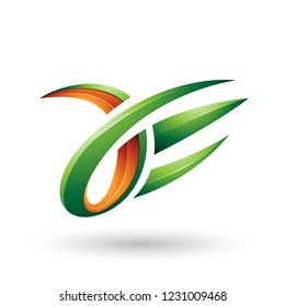 Vector Illustration of Green and Orange 3d Claw Shaped Letter A and E isolated on a White Background