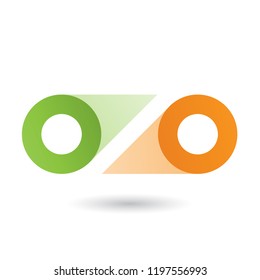 Vector Illustration of Green and Orange Double Letter O isolated on a White Background
