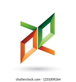 Vector Illustration of Green and Orange Frame Like Letters of A and E isolated on a White Background