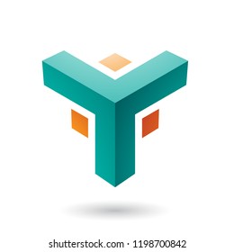 Vector Illustration of Green and Orange Futuristic Corner Shape isolated on a White Background
