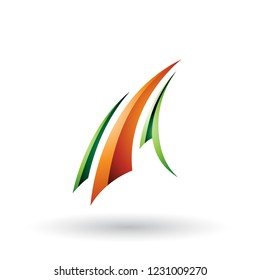 Vector Illustration of Green and Orange Glossy Flying Letter A isolated on a White Background