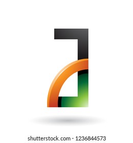 Vector Illustration of Green and Orange Letter A with a Glossy Quarter Circle isolated on a White Background