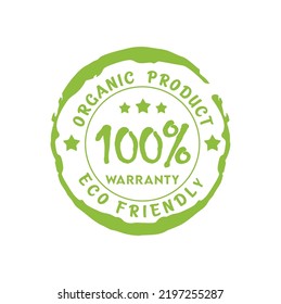 A vector illustration of green Organic Product Warranty Logo Sign