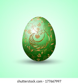 Vector illustration of green painted Eastern egg