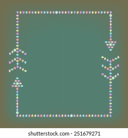 Vector illustration: green paper background with arrow frame of crystals for handmade