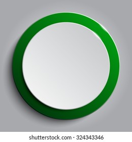 Vector illustration of green paper circle notes. Empty label round sticker, tag. Blank templates of a price tags. Mockup for your business presentation. Abstract background, banner, card.