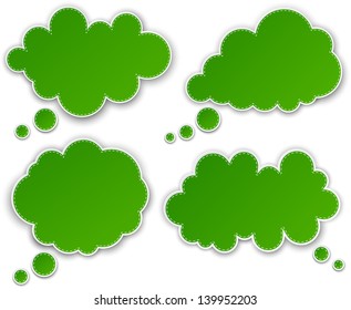 Ilustración vectorial de nubes de papel verde. Eps10.